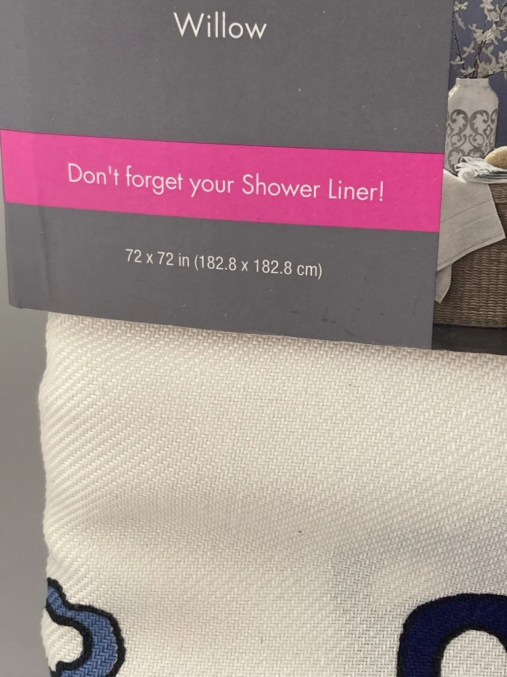 Fabric Shower Curtain Blue & White 72
